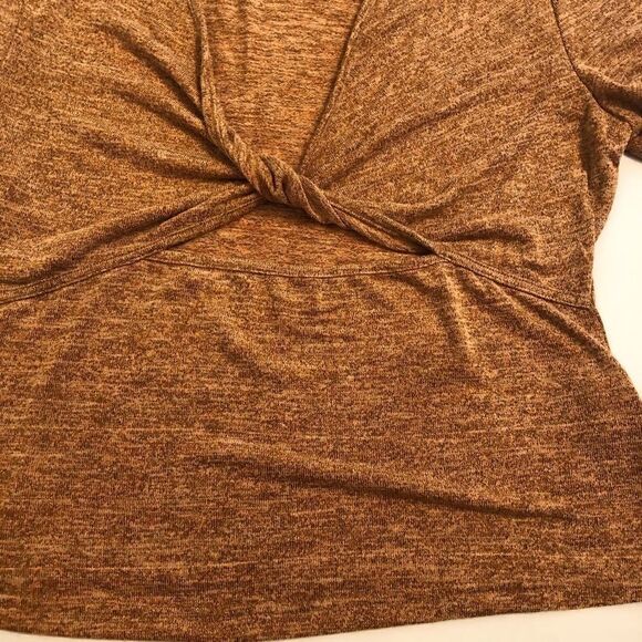Shein curve cropped burnt orange twist front short sleeve top blouse cheap 1X - Picture 2 of 10